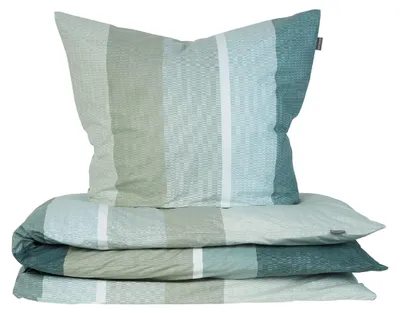 Zdjęcie produktu dla Komplet pościeli SCHIESSER Endy Stripes | W paski | Renforcé | 2-elementowy | 100% bawełna | Przyjemnie miękki i gładki | Zamek YKK | 135x200 cm + 80x80 cm | Zielony