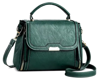 Produktbild von Damenhandtasche Retro Umhängetasche aus Kunstleder in Dunkelgrün