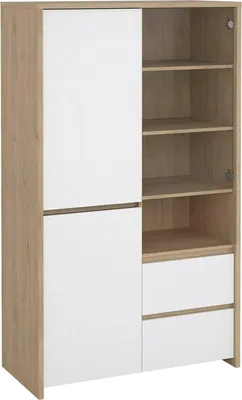 Produktbild von Dmora Vitrine Nadine 100,1x48,1x170,2h cm Braun 7 Böden 2 Schubladen