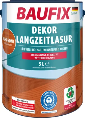 Produktbild von BAUFIX Dekor Langzeitlasur mahagoni seidenmatt, 5 Liter, Holzlasur