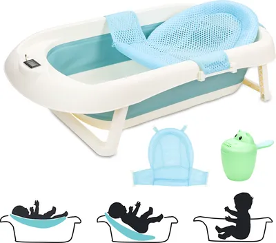 Immagine prodotto di Aopunly Vasca da bagno pieghevole per bambini 83 cm Vasca da bagno antiscivolo per bambini, verde