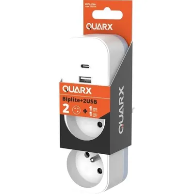 Zdjęcie produktu dla Biplite – QUARX – 2P 16A – z USB-A i USB-C, zgodny z normą NF