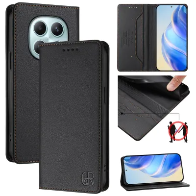 Image de Etui en cuir pour Xiaomi Redmi Note 15 4G, étui à rabat avec fentes pour cartes, portefeuille et support Noir