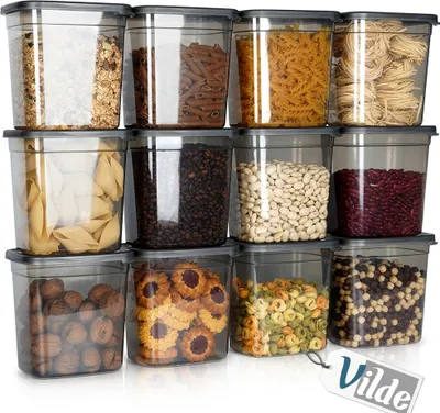 Zdjęcie produktu dla Vilde pojemnik do przechowywania żywności sypkiej z pokrywką Pojemnik do przechowywania 1,85 L 12 szt.