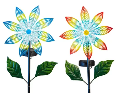 Produktbild von 2er Set Solar Gartenstecker LED Solarleuchten Blume Gartenstecker
