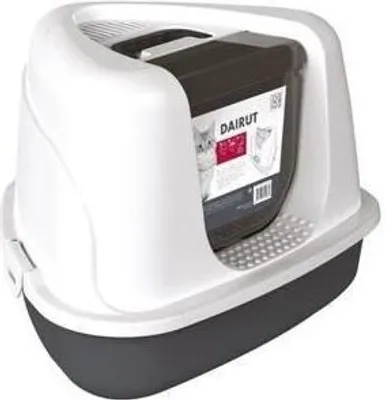 Image de Maison de Toilette d'Angle pour Chat MPets Dairut, 50x42x36 cm, Noir & Blanc, Avec Filtre