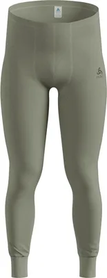 Olivegrüne Odlo Active Warm Base Layer Tights mit elastischem Bund und Logodruck an der Hüfte