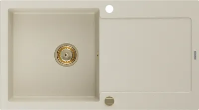Obrázok produktu pre Mexen Leo granitový jednokomorový drez s odkvapkávačom 900 x 500 mm, Béžová, Sifón Zlatá - 6501901010-69-G