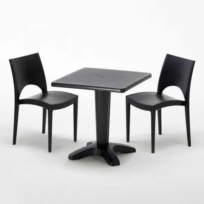 Produktbild von Schwarz Quadratisch Tisch und 2 Stühle Farbiges Polypropylen-Innenmastenset Grand Soleil Paris Aia - Schwarz