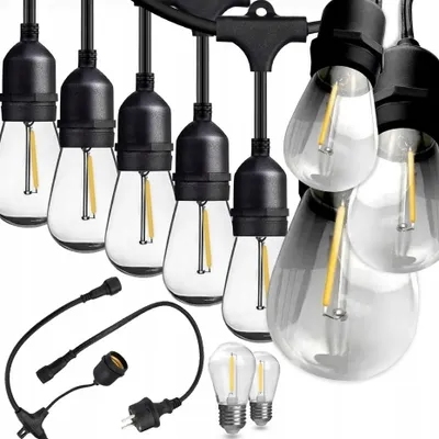 Immagine prodotto di Ghirlanda da giardino 15m lampade da giardino E27 230V lampadina a sospensione