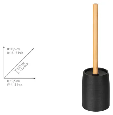 Produktbild von WENKO WC-Garnitur Mod. Altavalle freistehend WC-Bürste stilvolles Badezimmer Zubehör aus Polyresin und Bambus Ø 10,5 cm H 38,5 cm schwarz Natur