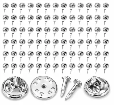 100 Anstecknadel-Verschlüsse mit 8 mm Nadeln, silber