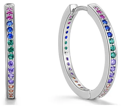 Produktbild von Round silver earrings with zircons AGUC2236