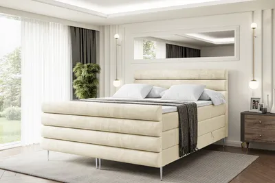 Produktbild von ALTDECOR Boxspringbett mit Silber Füßen, Matratze und Lattenrost, Topper, Fußteil, Polsterbett mit Bettkasten, Bett mit Stauraum H3- und H4- Matratze -CELESTIA-FS-Z KING-140x200 - Beige Casablanca
