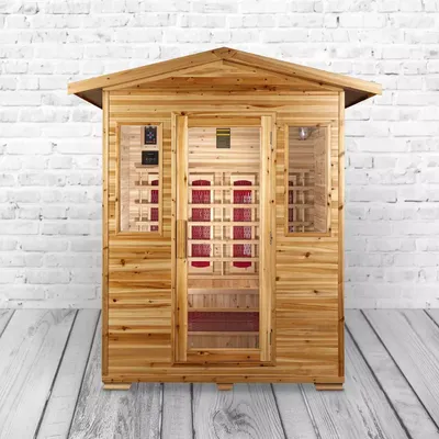 Immagine prodotto di Cabina a infrarossi PureHaven 153x125x210 cm in legno di hemlock canadese Sistema audio Bluetooth Timer Light therapy in 4 colori Controllo digitale