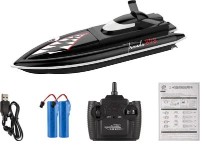 Produktbild von 2,4 g Fernbedienung Shark Boat High Speed Yacht Kinder Racing Wasserspielzeug Black 2 Batterien