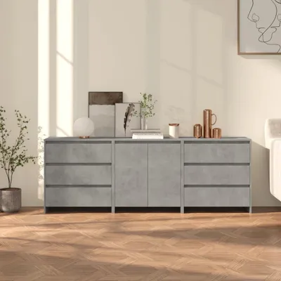 Zdjęcie produktu dla vidaXL 3-częściowy kredens betonowy szary materiał drewnopochodny