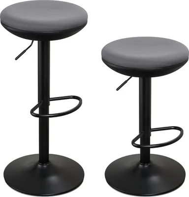Image de Tabouret ergonomique réglable en hauteur, pivotant, sans dossier Gris (lot de 2)