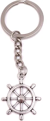 Produktbild von Onwomania Schlüsselanhänger Einfaches Steuerrad Seemann Seefahrt Silber Metall Anhänger Charm
