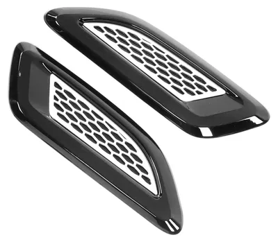 Image de 2 pièces : Garniture décorative de sortie d'air pour capot de voiture, remplacement pour GR Supra A90 2019-2022 (noir, argent)