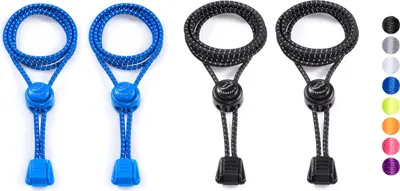 Produktbild von SCHNÜRRLIE elastische Schnürbänder 2er-Set ohne Schuhe Binden - Schnürsenkel mit Schnellverschluss für Kinder Erwachsene  - 100 cm Blau & Schwarz