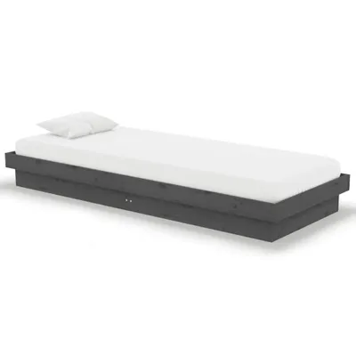 Image de Cadre de lit sans matelas gris bois massif