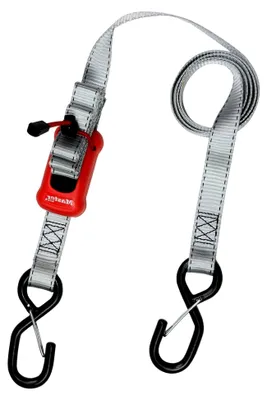 Produktbild von Automatischer Spanngurt mit S-Haken und Ratsche, Grau, 2,5 m x 25 mm