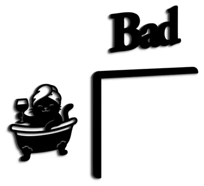 Image de Décoration murale en acrylique, motif chat, couleur noire, dimensions 21 x 8 cm, idéale pour la salle de bain, les toilettes invités