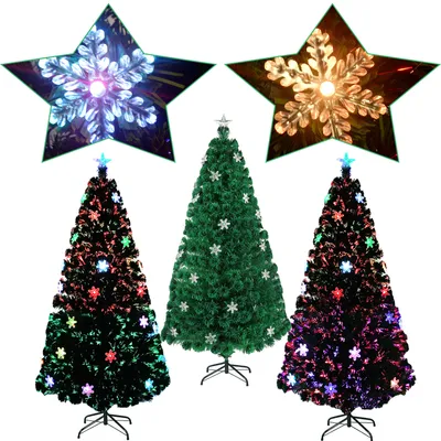 Produktbild von LARS360 LARS360 Weihnachtsbaum Tannenbaum LED Glasfaser Künstliche mit Schneeflocken Beleuchtung Christbaum - 240 cm