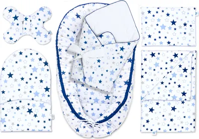 Produktbild von Pepi Babynest Kokon 6 teiliges Babynestchen Set für Babys Neugeborene Kuschelnest-Set mit Babyhörnchen Krabbeldecke 100% Baumwolle 95×55 cm Milky Way