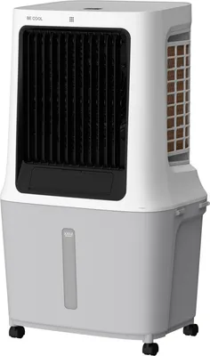 A white and gray air cooler is displayed against a white background.