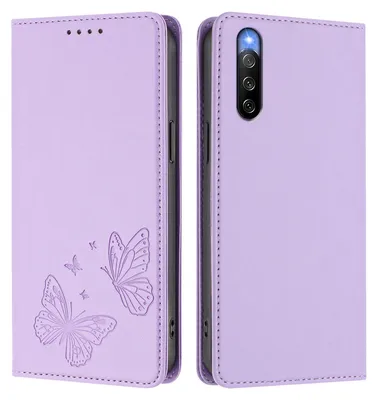 Image de Étui en cuir pour Sony Xperia 10 IV, motif papillon, étui à rabat avec porte-appareil photo Violet clair