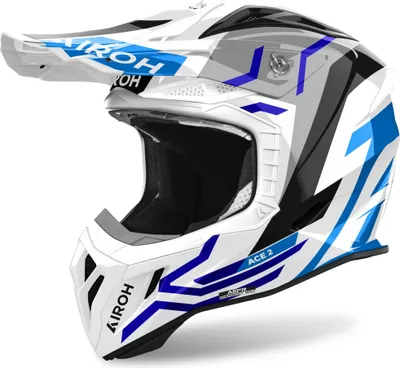 Produktbild von Crosshelm Schutzhelm Quad AIROH Aviator Ace 2 Ground Weiß Blau Grau Größe L