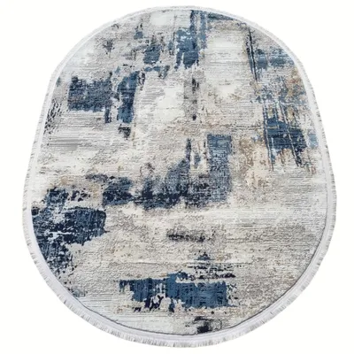 Produktbild von Ovaler Stückteppich 80x150 cm STEFANO - blau / grau