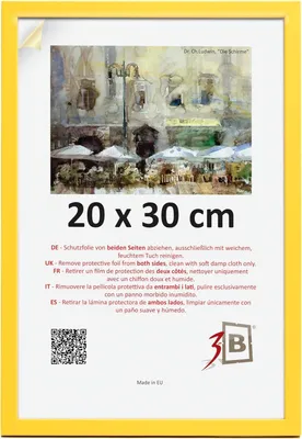 Imagen del producto de Marco de madera amarillo, con cristal acrílico, de 20x30 cm, ideal para fotografías de retrato