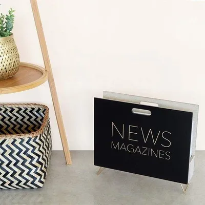 Produktbild von Famanu Zeitschriftenhalter schwarz für die Organisation von Papier und Zeitschriften - Wandhalterung