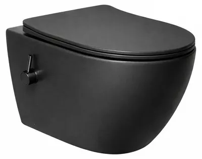 Produktbild von SAT Fusion Wand-WC mit Bidet und Wirbelspülung WC-Sitz mit Absenkautomatik inklusive Montageset, schwarz matt