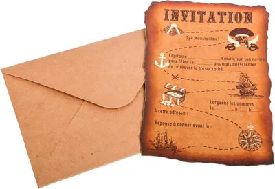 Produktbild von Einladungskarten Piratenmotive, 8 Stück, 10 x 15 cm, mit Umschlägen, für Kindergeburtstag