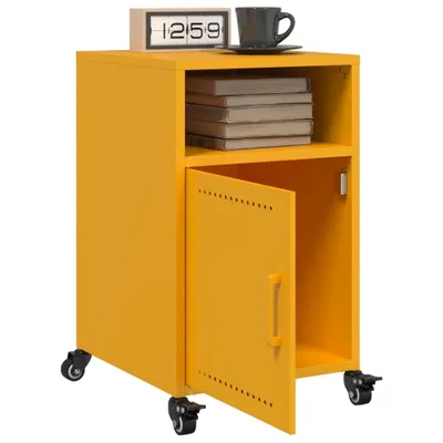 Image de vidaXL Tables de nuit 2 pcs jaune moutarde 36x39x59 cm acier