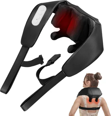 Obrázok produktu pre Masážny prístroj na krk s funkciou tepla, 4D Shiatsu, úľava od bolesti, pre relaxáciu