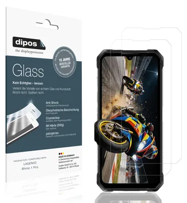 Produktbild von 2x Schutzfolie für LAGENIO Rhino 1 Pro - Anti-Shock 9H Folie dipos Glass Kunststoffglas