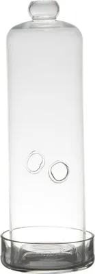 Produktbild von INNA-Glas Glashaube YAISA mit Teller, Löchern, Knauf, klar, 30 cm, Ø 8,5 cm - Deko Glasglocke