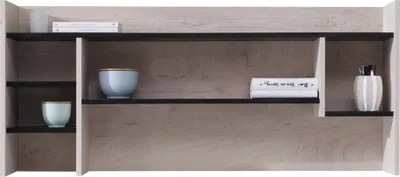 Produktbild von Schreibtischaufsatz in schwarz mit Eiche und beige, PITTSBURGH-133