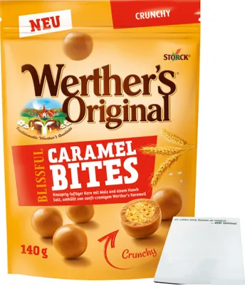 Produktbild von Werther's Original Blissful Caramel Bites Crunchy (140g Beutel) + usy Block