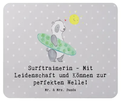 Produktbild von Mr. & Mrs. Panda Mauspad Surfen Trainerin - Grau Pastell - Geschenk, Strand Abenteuer, Mousepad, Mouse Pad, Ozeansport, Surftrainerin, laptop, Danksagung, pc, mousematte