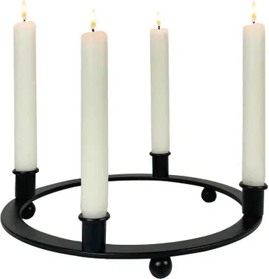 Produktbild von Adventskranz Metall Schwarz Rund 4 Kerzenhalter Antik-Stil 28cm