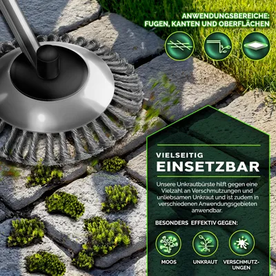 Produktbild von tillvex® Profi Unkrautbürste für Freischneider & Motorsense | Wildkrautbürste 25,4 & 20mm Bohrung | Drahtbürste zur effektiven Unkrautentfernung | Bürste inkl. Montagezubehör
