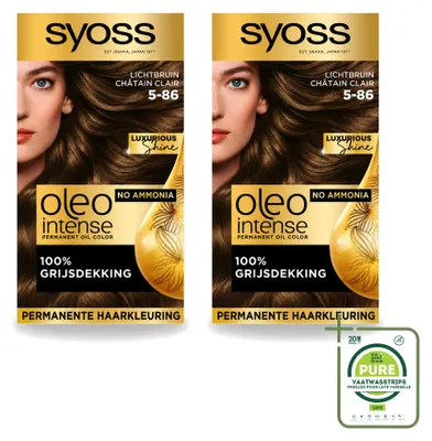 Immagine prodotto di 2 confezioni di SYOSS Oleo Intense 5-86, colorazione permanente per capelli - Biondo chiaro - Confezione grande - 2 pezzi
