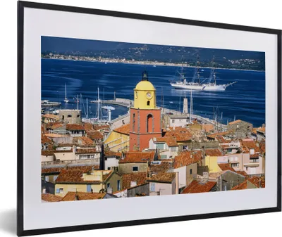 Produktbild von MuchoWow® MuchoWow® Gerahmtes Poster Saint-Tropez und das blaue Mittelmeer in Frankreich 60x40 cm - Poster mit zchwarzem Bilderrahmen - Schlafzimmer - Plakat in Rahmen - Drucken