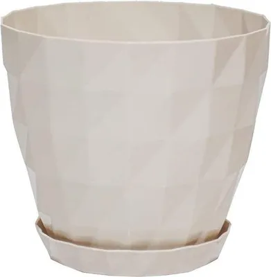 Image de 1+1 Pot de fleurs blanc avec motif cristal transparent pour orchidées, rond avec soucoupe, sans BPA, 5 tailles disponibles